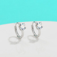 wholesale S925 sterling silver new moissanite ear cuff earrings for women, minimalist and versatile four-prong studs with a luxurious and elegant vibe-50 points + 50 points (zircon) earrings 925 silver
