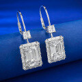 wholesale 925 Sterling Silver Ear Hooks for Women, Luxuriously Set with 8*11mm Rectangular Asscher Cut High Carbon Diamond Earrings-0-1