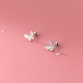 wholesale S925 silver butterfly thread stud earrings, Korean version minimalist and elegant, small and delicate, with diamond accents, sweet earrings M00331-0-1
