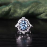 wholesale S925 Sterling Silver Niche Design Ring with Natural Topaz and Multi-Color Gemstones Cross-Border New Style-Natural Topaz Ring US Size 6