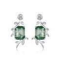 wholesale S925 silver new cross-border natural moss agate two-way earrings, fashionable custom-0-4
