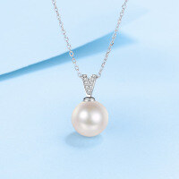 wholesale S925 Sterling Silver Freshwater Pearl Necklace Korean Style Cute Moissanite Collarbone Chain Women Elegant Jewelry Wholesale-4.5 points / 10-11mm pearls 925 silver