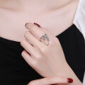wholesale S925 Sterling Silver Korean-style Irregular Geometric Meteor Chain Tassel Fashion Creative Open Ring for Women-0-2