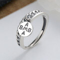 wholesale S925 sterling silver irregular letter pendant ring in minimalist ins style, Japanese and Korean version exquisite design-0-2