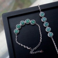 wholesale S925 silver jewelry with 5 high-ice blue water 7mm large cabochon natural jadeite bracelet-Blue Water Egg Noodle Bracelet 925 Silver
