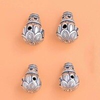 wholesale 999 Sterling Silver Lotus Samkong Buddha Head and Stupa Set Handmade DIY Bracelet Necklace Beadwork Stringing Materials Accessories-small