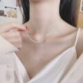 wholesale S925 Sterling Silver Korean Minimalist Ins Sweet Style Green Heart Zircon Design Pearl Collarbone Chain-0-3