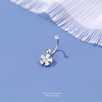 wholesale S925 Sterling Silver Forest Style Versatile Zircon Screw Earrings for Women, Light Luxury Advanced Sense Ear Hook Trendy Cross Earrings-Flower/White Gold/Single 925 Silver