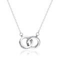 wholesale S925 Sterling Silver Double Interlocking Ring Necklace for Women, Minimalist and Luxurious Small and Unique High-End Diamond-Encrusted Pendant Choker-0-4
