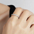 S925 Silver Moissanite Ring Geometric Full-Circle Stacking Ins Pinky Ring-0-1
