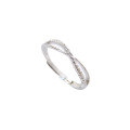 wholesale Sterling Silver Korean Minimalist Women's Ring, Small Batch Design Double-Line Intertwined Personality Index Finger Ring, Fashion Versatile Open Adjustable Single Ring-0-4