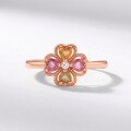 wholesale new fashion trendy S925 sterling silver gold-plated natural pink tourmaline flower ring, fresh and elegant colorful gemstone ring-0-1