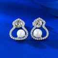wholesale S925 Sterling Silver Fashionable and Versatile Women's Daily Wear Hulu Earrings with 50mm Round Pearl-0-5