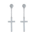 wholesale 925 Silver Amazon Best Seller 30mm Bubble Cross D Color VVS Moissanite Stud Earrings Unisex-0-4