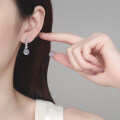 S925 Sterling Silver Moissanite Marquise Earrings with Tassels-0-2