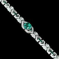 wholesale 925 Silver Gold-Plated Bracelet with High-Carbon Diamond, Muzo Green Cushion Cut, Art Deco Luxuriously Set, Versatile Jewelry Bracelet-Muzo Green 16.5cm 925 Silver