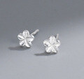 wholesale 999 Silver Flower Ear Studs Women Korean Style Cute Sweet Five-Petal Flower Ear Studs Delicate Frangipani Ear Accessories for Dropshipping-0-6