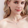 wholesale 925 Sterling Silver Opal Pendant Necklace for Women, European and American Style Temu Jewelry, High-End Feel Opal Collarbone Chain for Autumn and Winter-0-2