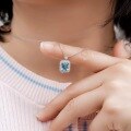 wholesale Classic and sophisticated 18k gold 147ct 5A aquamarine necklace pendant custom-made-0-2