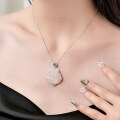 wholesale S925 Sterling Silver Jadeite Buddha Pendant Necklace for Women, Minimalist Light Luxury Small Niche New Chinese Style Chic Maitreya Buddha Collarbone Chain-0-3