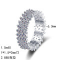 S925 Sterling Silver Full Moissanite Women's Ring, Luxurious and Chic Statement Stacking Band-0-3