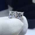 S925 Sterling Silver Square Earrings with Moissanite, Simple and Chic for Commuting-0-1