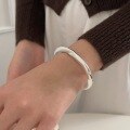 wholesale S925 Sterling Silver Irregular Hammered Korean Style Bracelet for Women, Designed with an Ins Aesthetic, Minimalist Fashion Accessory Trend-0-2