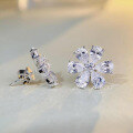 wholesale S925 Sterling Silver 5A Zircon High-Carbon Diamond Floral Ear Studs Full Drill Wholesale European & American Style Earrings-0-1