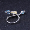 wholesale S925 silver secret garden designer gemstone ring with natural butterfly design and natural topaz-0-2