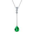 wholesale S925 Sterling Silver Korean Fashion Waterdrop Emerald Necklace for Women High-End Sense Cross-Border Wholesale Collarbone Pendant-0-4