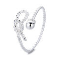 wholesale S925 Sterling Silver Bow Ballpoint Ring Adjustable Minimalist Luxury Index Finger Ring Factory Direct-0-6