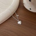 wholesale S925 Sterling Silver Korean Version Simple and Fashionable Delicate Fresh Heart-shaped Pendant Necklace for Women-0-4