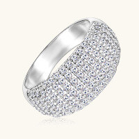 wholesale Metal material, European and American hip-hop luxury simulated moissanite full diamond ring for women, cross-border new product zircon index ring trendy jewelry wholesale-White - Narrow Full Diamond Ring  US 8