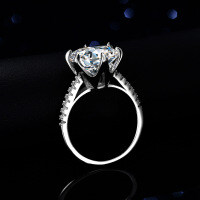 S925 Sterling Silver 6-Claw 5ct Moissanite Solitaire Ring-5 carats (set with D color moissanite)  18 yards