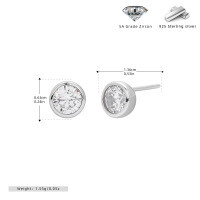 wholesale 925 Sterling Silver Minimalist Round Zircon Stud Earrings For Women-925 silver platinum-5MM 925 silver
