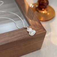 wholesale S925 Sterling Silver Crushed Ice Gourd Pendant Necklace for Women, Designed with a Sense of Forest Aesthetics, Light Luxury Collarbone Chain, High-End and Trendy-Sterling silver