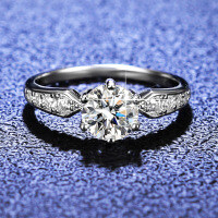 Silver Moissanite Crown Princess Ring for Live Streaming Supply-1 carat (D color moissanite)  10 yards