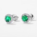 wholesale S925 Silver Vintage-Inspired Luxury Green Cultivated Emerald Earrings for Women, Cross-Border New Product Wholesale from Manufacturers-0-1