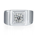 wholesale S925 Sterling Silver Wide Face Bold Men's Ring 1 Carat Diamond Moissanite Wedding Band Wholesale-0-0
