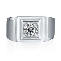 wholesale S925 Sterling Silver Wide Face Bold Men's Ring 1 Carat Diamond Moissanite Wedding Band Wholesale-Platinum US size 10#