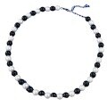 wholesale Metal Material, Moojing Jewelry Intense Light Perfectly Round Large 8mm Pearl Black Onyx Vintage Necklace French Collarbone Chain 40+5cm-0-4