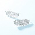 wholesale S925 sterling silver plated with bright silver Japanese new cross-border designer luxury feather earrings, one-piece drop shipping-0-2