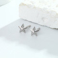 wholesale S925 Sterling Silver Ear Studs In Stock Wholesale, Plain Five-pointed Star With Dangling Ear Pin, Color-plated Real Gold, Star-shaped Foreign Trade Earrings-0-3