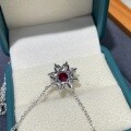 18K Gold 1ct Pigeon Blood Red Ruby Jewelry Set with Ring, Earrings, Necklace-0-3