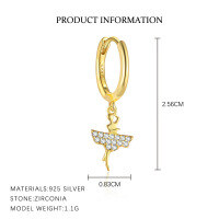 wholesale S925 Sterling Silver European And American Cross-border Personalized Musical Note Fashion Earrings For Women With Inlaid Sparkling Zircons, Luxurious French Style Trendy Minimalist Earrings-E5161-Gold/Single 925 Silver