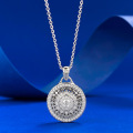 wholesale S925 Gold-Plated Silver Mù Jǐng Jewelry Adjustable Chinese Style "Fortune Turns" Eight Treasures Compass Pendant Necklace-0-5