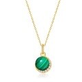 wholesale S925 Silver Gold-Plated New Japanese Light Luxury Malachite Crescent Pendant Choker Necklace for Women, Drop Shipping-0-5