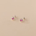 wholesale S925 SilverSmall Heart-shaped Rose Pink Diamond Earrings with Tiny Beaded Accents for Women M00914-0-0