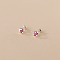 wholesale S925 SilverSmall Heart-shaped Rose Pink Diamond Earrings with Tiny Beaded Accents for Women M00914-S925 silver pair 925 silver