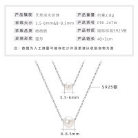 S925 Sterling Silver Geometric Hollow Natural Freshwater Pearl Necklace-Double-layered pearl necklace [White Gold]  925 Silver